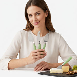 Handmade Cheese Knife Set with Stainless Steel Blades <b>Green</b> Resin Handles Dishwasher & Oven/<b>Microwave</b> Safe Durable Cheese Tools - Product Image 1