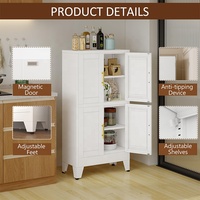 Armoire de rangement polyvalente blanche à 2 tiroirs, style traditionnel moderne, en acier, avec 2 étagères réglables, pour cuisine, garde-manger, chambre, bureau, maison