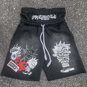 Baggy 100% tinh khiết bông đau khổ tùy chỉnh trên tất cả các màn hình <span class=keywords><strong>in</strong></span> ấn cắt Mens Bling Rhinestone cổ điển Boxy phù hợp với áo - Product Image 4