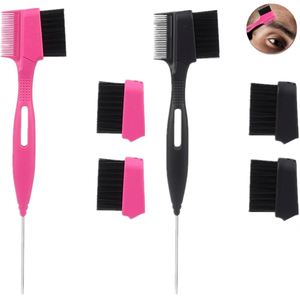 Peigne à cheveux imperméable double face en ABS avec poils pour le contrôle des bords, brosse à sourcils 3-en-1, vente en gros - Product Image 1