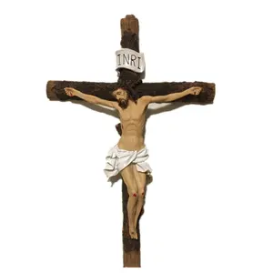 İsa büyük çapraz duvar kolye katolik hıristiyan 60cm tam renkli bronz heykeli dekorasyon reçine zanaat hediyelik ürünler halk sanatı