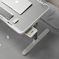Bureau d'ordinateur pliable à hauteur réglable, support portable pour ordinateur portable, table de lit avec tiroir pour le travail, l'étude et les enfants à domicile ou au bureau