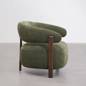 <span class=keywords><strong>Silla</strong></span> <span class=keywords><strong>de</strong></span> Comedor con Reposabrazos Curvos en Verde <span class=keywords><strong>Oliva</strong></span>, Tapizada en Bouclé, con Patas <span class=keywords><strong>de</strong></span> Nogal, Diseño Ergonómico Moderno, Mueble Duradero para el Hogar - Product Image 2
