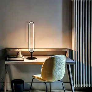 עכשווי נורדי חדר שינה שולחן קריאת אור מלון דקור שחור אלומיניום מינימליסטי המיטה מעגל מודרני פשוט led מנורת שולחן