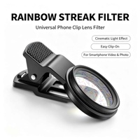 Filtre UV à rayures arc-en-ciel en verre 52 mm, cadre en aluminium étanche avec clip universel pour téléphone pour la photographie DSLR