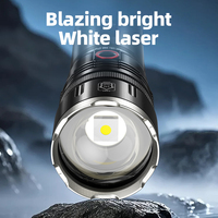 Lampe torche laser blanche super lumineuse zoomable avec chargement USB, longue portée pour camping et aventures en extérieur, portée du faisceau 200-500m