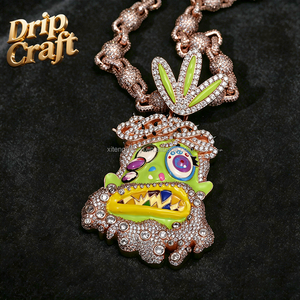 Ciondolo con ritratto in stile cartoon con smalto colorato, accessorio unico <span class=keywords><strong>hip</strong></span>-<span class=keywords><strong>hop</strong></span>/<span class=keywords><strong>rap</strong></span>, stile streetwear alla moda. - Product Image 5