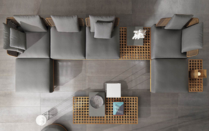 Ensemble de canapés d'extérieur en teck massif de style resort moderne, meubles sectionnels de luxe résistants aux intempéries pour hôtel, jardin, bord de piscine - Product Image 4