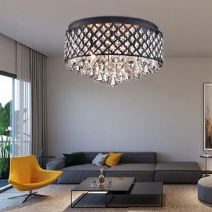 New Style American Style Fixture Lamp Black Led Round Luxury Crystal Raindrop Ceiling <b>Light</b> <b>for</b> Living <b>Room</b> - Product Image 3