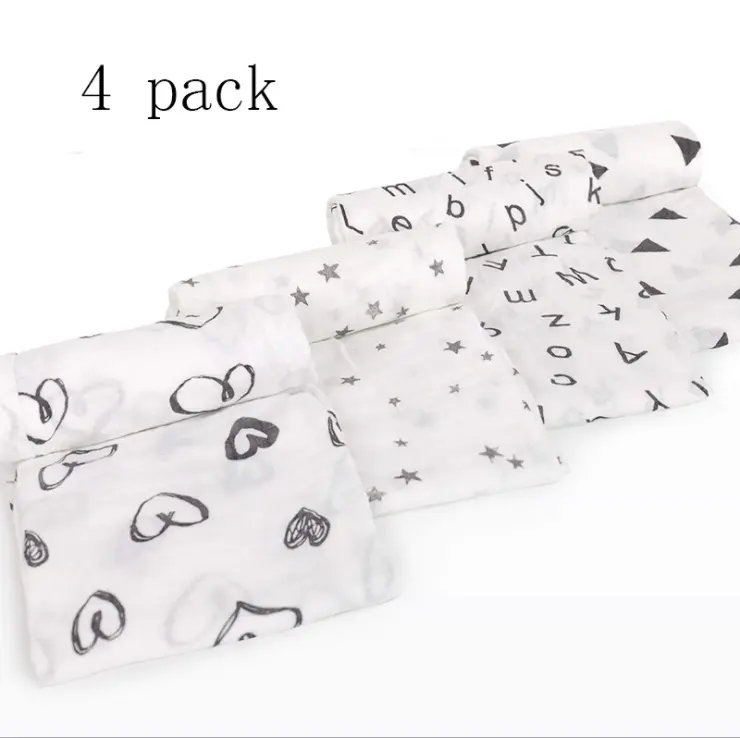 swaddle blanket 100% cotton printed baby muslin organic white, muslin cotton cloths