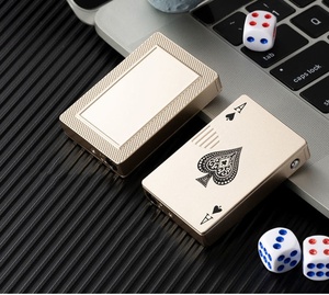 Encendedor de Cigarrillos Creativo en Forma de Cartas de Póker, Resistente al Viento, Metálico, Recargable, de Gas, Popular como Regalo para Hombres - Product Image 3