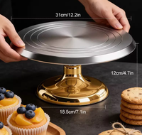 Fournitures de décoration de gâteaux, plateau tournant pour gâteau en alliage d'aluminium de 10 pouces et 12 pouces, plateau tournant antidérapant pour la décoration de gâteaux