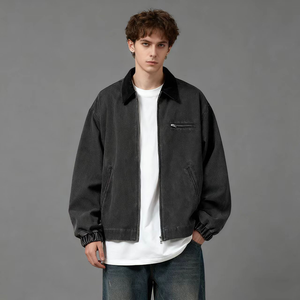 TKAN734 hommes Vintage Streetwear travailleur veste zippée décontracté extérieur printemps veste en coton Detroit toile pour mécaniciens - Product Image 2