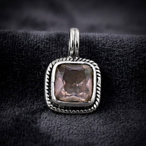 Classic 925 Silver Solitaire Pendant with <b>Square</b> Quartz Gemstone Bezel Set Geometric Charm Trendy Unisex Everyday Wear Gift - Product Image 2