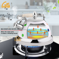 2Pcs 0.7L + 3L Bouilloire sifflante en acier inoxydable et théière en émail Cuisinière non électrique Classique OEM Double théière