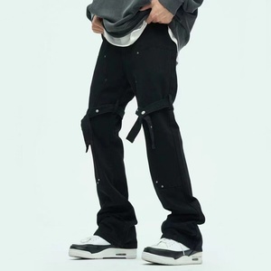 Pantalones Vaqueros de Mezclilla Personalizados de Fábrica para Hombre, Estilo Urbano, con Tachuelas, Pantalones Anchos, Pantalones Vaqueros de Campana Personalizados para Hombre - Product Image 4