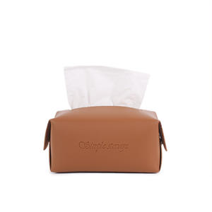 Boîte à mouchoirs en cuir PVC de style nordique, couleur unie, design pliable, organiseur pour voiture et maison - Product Image 2