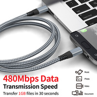 Câble USB-C tressé en nylon 60W, câble de données USB à 90 degrés, câble de charge rapide 3A, câble USB Type-C pour iPhone Xiaomi