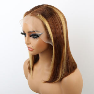 准备发货直鲍勃假发批发13*4全蕾丝正面人发假发黑色女性99j P4 // 27彩色预拔鲍勃 - Product Image 4