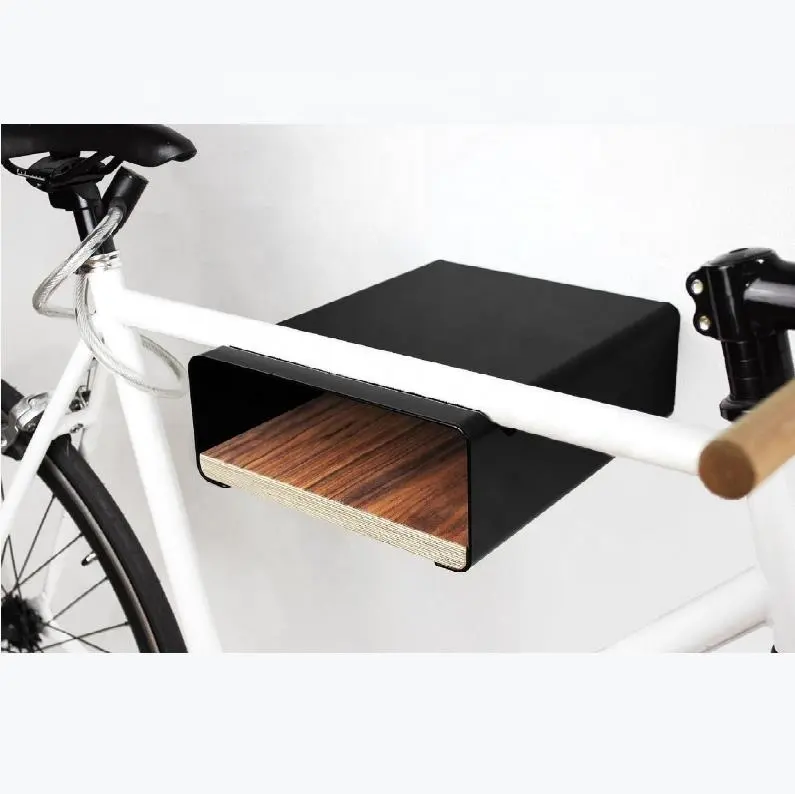 Benutzer definierte Fahrrad träger Schwarz Metall Holz Wand montage Multifunktions-Aufbewahrung halter Helm Schlüssels chloss Kleinigkeiten Fahrrad träger