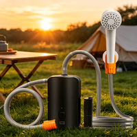 Douche de camping portable, pompe de douche électrique rechargeable, matériau ABS compact et étanche, kit de douche de 1 mm d'épaisseur pour la randonnée