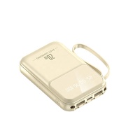 Power Bank Mini Grosir Pabrik 10000mah 2 Output USB Kabel Terpasang Layar LED Lampu Pegangan Powerbank Pengisi Daya Portabel