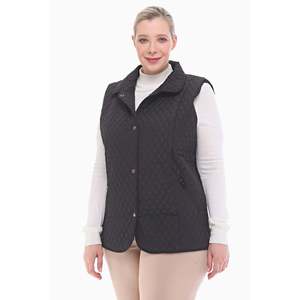 Chaleco Acolchado Negro Vetre con Cuello Polo para Mujer, Chaqueta Acolchada con Botones al Frente, 75 cm, Tallas 40-60, Resistente al Agua, Forro de Satén - Product Image 2