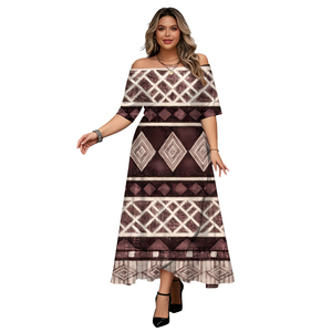Abito Estivo a Maniche Corte, Lungo fino al Pavimento, Lavabile, Silhouette a Sirena, in Poliestere, con Volant, per Ufficio, da Donna - Product Image 2