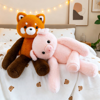 Peluche Panda Rouge Géant à Longs Bras OEM ODM, Coussin Doux et Câlin pour Décoration Intérieure, Cadeaux d'Anniversaire et Compagnon