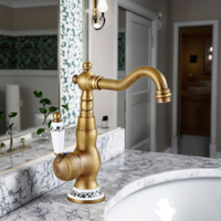 Robinet de salle de bain en laiton à tige unique, style antique moderne, thermostatique, mitigeur de lavabo, noyau en céramique en laiton