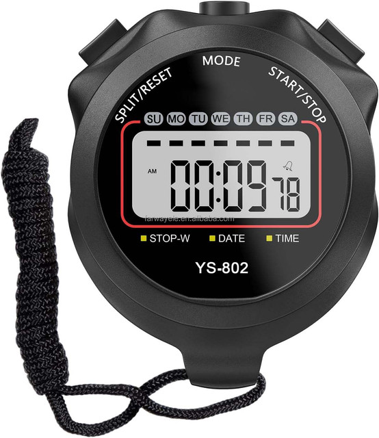 Stopwatch Timer Lap Split Digital Stopwatch with Clock Alarm, Large Display Stop Watch for Sports Coaches Swimming Running