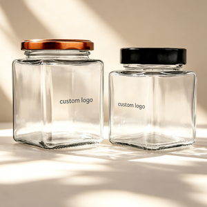 <span class=keywords><strong>Pot</strong></span> en verre carré avec couvercle noir pour <span class=keywords><strong>vinaigrette</strong></span> au chocolat, logo personnalisé, 50 ml, 150 ml, 280 ml, 730 ml - Product Image 1