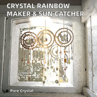 Pembuat pelangi kristal alami SunCatcher ukiran tema bunga kristal gantung lingkaran penangkap matahari prisma untuk Hari Ibu