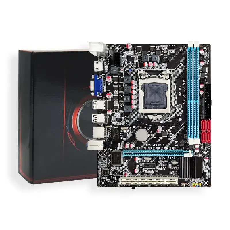 Placa-mãe lga1156 preço barato de alta qualidade i7 i5 i3 max 16 gb canais duplos h55 placa-mãe para pc