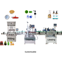 Machine de remplissage automatique 3 en 1 pour liquides (miel, parfum) avec 2 têtes, lavage, remplissage, bouchage et étiquetage de bouteilles
