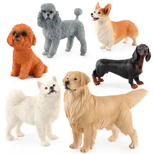 模拟狗模型套装实心腊肠犬金毛猎犬可卡犬大丹犬静态手玩具