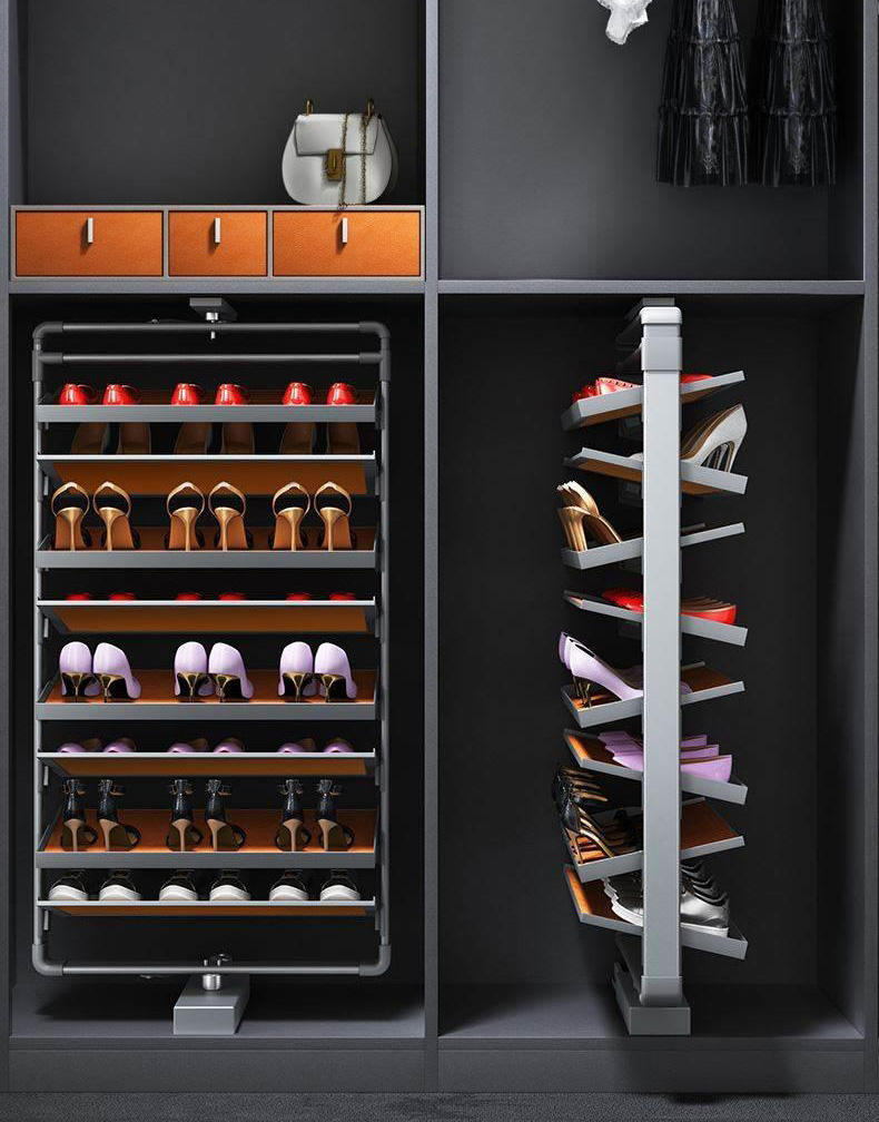 Closet Shoes Shelves Organizer Storage 4-12 Tier Pull Out 360 Degree Wardrobe Cabinet Rotating Shoe Rack