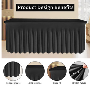 Copritavolo Rettangolare Pieghevole in Spandex Morbido Antipiega di Qualità Premium 8741 Nero Lavabile per Matrimoni Banchetti Eventi - Product Image 2