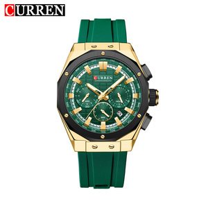 Montre Chronographe Analogique à Quartz CURREN 8464 pour Homme, en Alliage, Style Sport, Luxe, Dessin Animé, Mouvement Antique, Lumineuse, Bracelet Silicone - Product Image 1