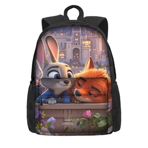 트렌디한 동물원 2 테마의 초등학생용 애니메이션 백팩, 만화 프린트, 대용량 더블 숄더 백팩. - Product Image 2