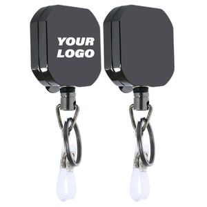 Heavy Duty Retractable Reel Square Metal Id Badge Holder With Belt Clip Camping Key <b>Ring</b> for <b>Name</b> Card Keychain - Product Image 1