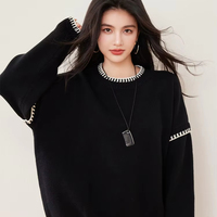 Pull en cachemire personnalisé pour femme, style décontracté automne-hiver, avec coutures, tricot doux et soyeux