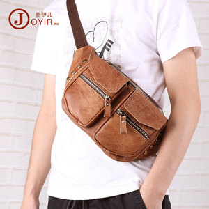 Joyir Men's Genuine Leather Crossbody <b>Bag</b> Matte Brown Multi-Functional Chest <b>Bag</b> Everyday Use - Product Image 2