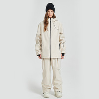 Combinaison de ski unisexe 3L pour femme, en tissu Oxford, microfibre, imperméable, respirante, coupe-vent, durable, veste chaude, pantalon résistant au froid