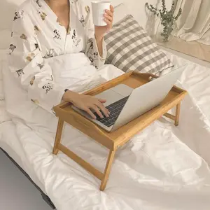 Bamboo Fold Laptop Table Bamboo Foldable Laptop Table Fold Stand Table Breakfast Laptop Tray Adjustable Laptop Computer Desk For Bed With Handle And Legs