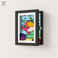 Bingkai Karya Seni Anak-Anak dengan Pintu Magnetik yang Dapat Diganti, Bukaan Depan untuk Menampilkan Gambar, Dekorasi Ruang Penyimpanan Kerajinan