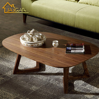 Table basse ovale en bois de cerisier pour salon, table basse moderne pour canapé en forme de L, vente chaude en Australie