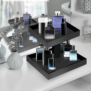 Black Perfume Organizer for Men - 2 Tier Acrylic Cologne <b>Rack</b> Organizer for Men Rectangular Vanity Storage with Sturdy Design - Product Image 6