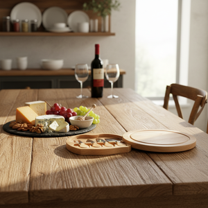 Ensemble de planches à découper avec rangement intégré pour outils, plateau de service rond, planche de préparation multifonctionnelle pour la cuisine à domicile - Product Image 3