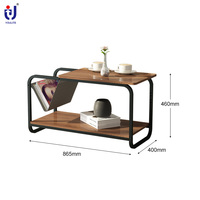 Grossistes de meubles Table à thé en bois rustique personnalisée pour salon Salontafel Table à café avec dessus en bois à ossature métallique
